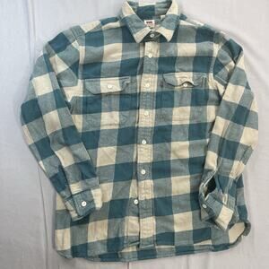Levi’s Flannel Plaid Button Down Shirt Top Women’s Size Medium Blue